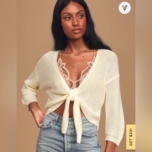 New without tags - ivory tie front sweater